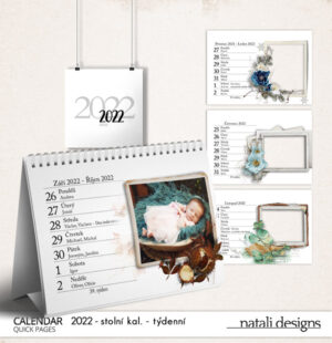 Kalendář stolní týdenní 22 - bílý