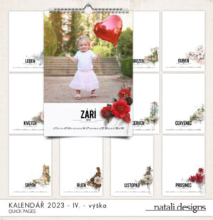 nástěnný kalendář na výšku s jemným grafickým designem