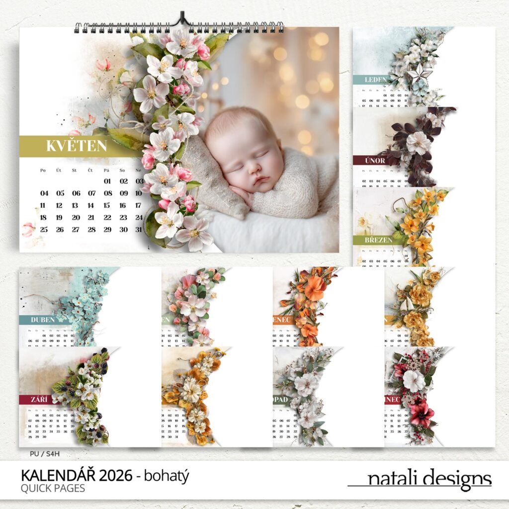 nástěnný kalendář z vlastních fotografií na šířku