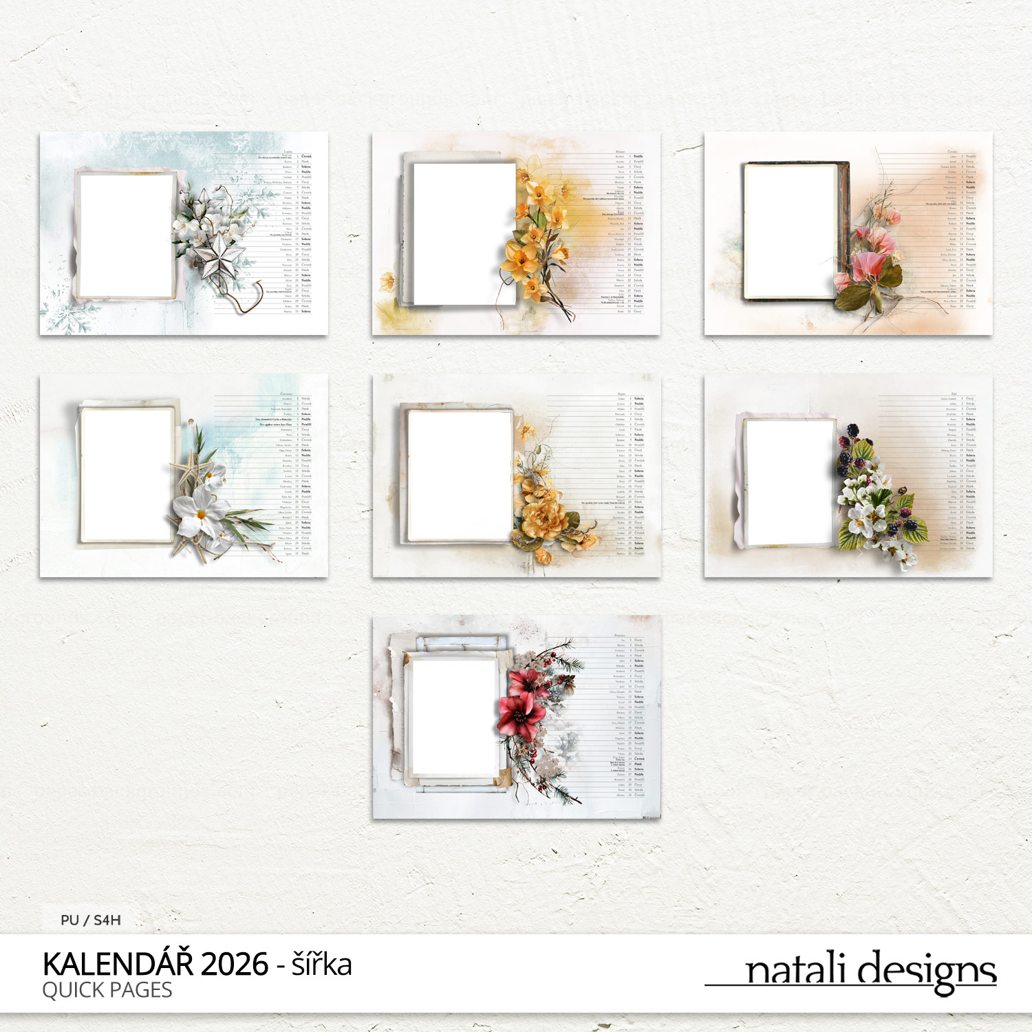 * NOVINKA * Kalendář nástěnný se jmény 26 - šířka/barevný - rámeček - Obrázek 3