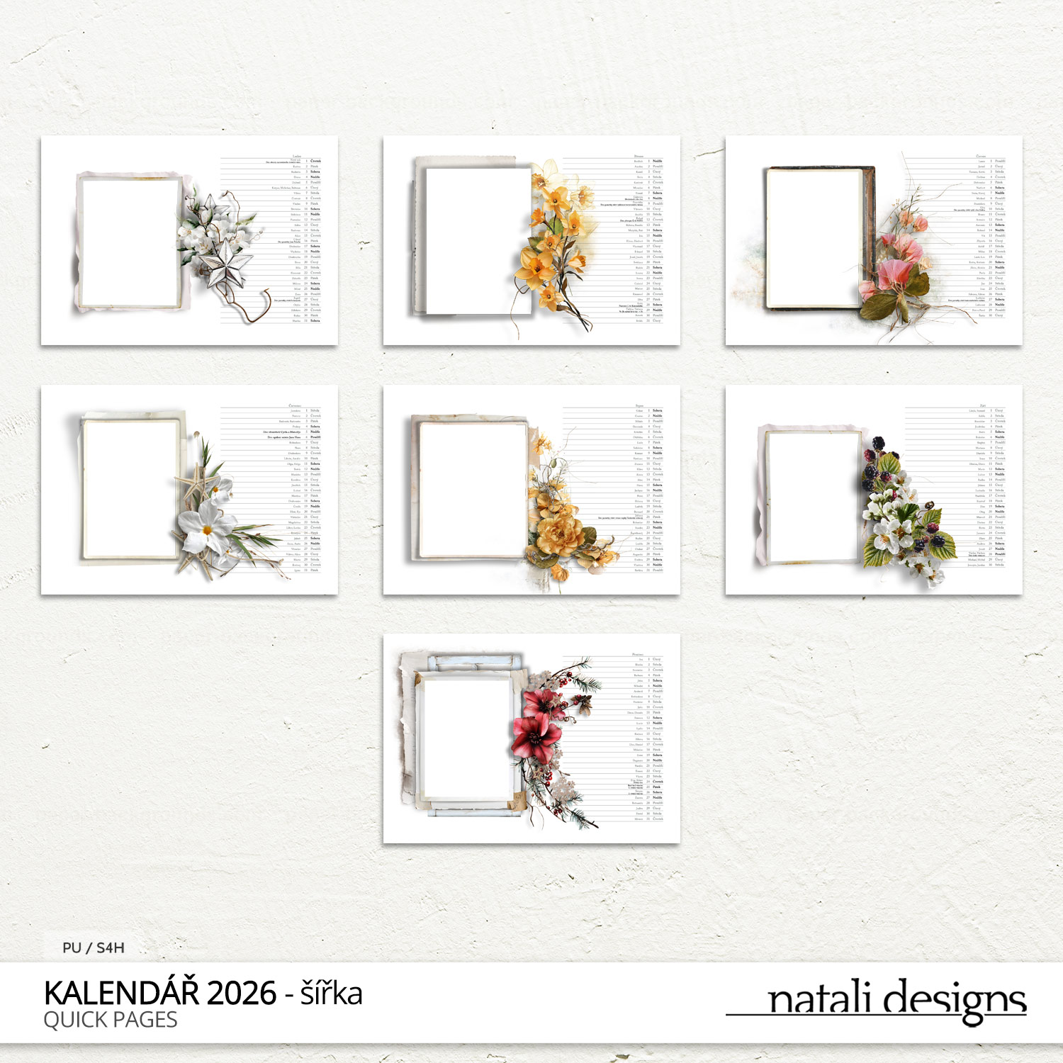 * NOVINKA * Kalendář nástěnný se jmény 26 - šířka/bílý - rámeček - Obrázek 3