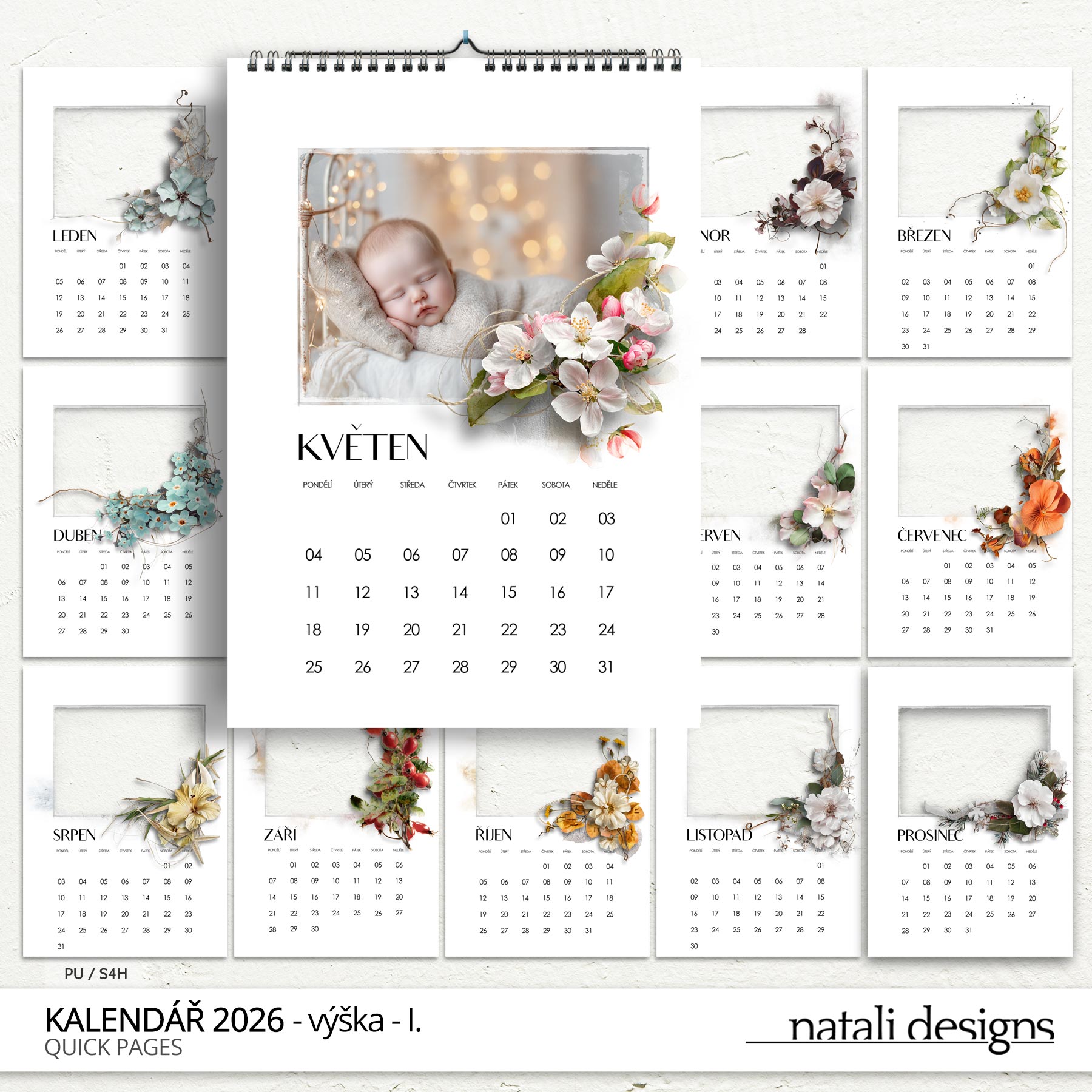 * NOVINKA * Kalendář nástěnný 26 - výška/bílý - maska