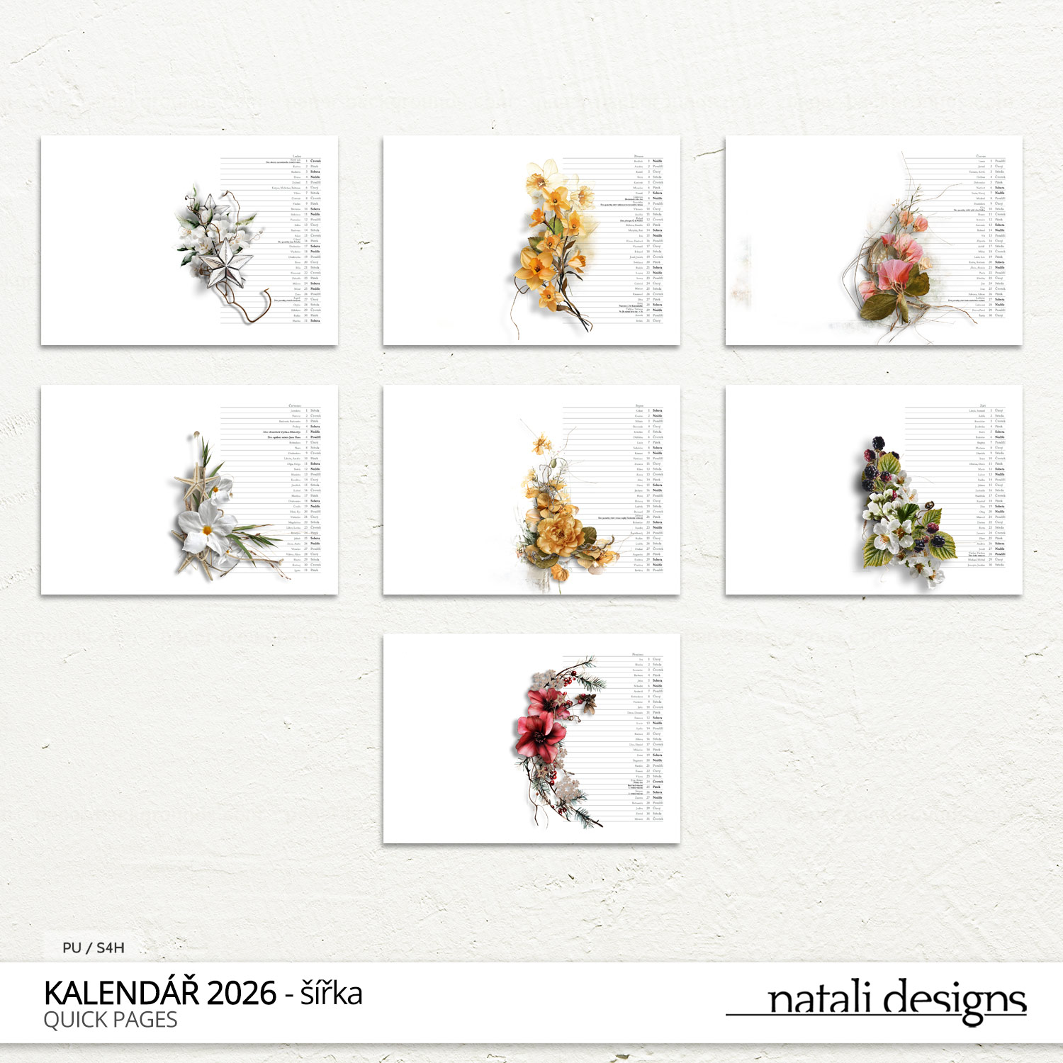 * NOVINKA * Kalendář nástěnný se jmény 26 - šířka/bílý - maska - Obrázek 3