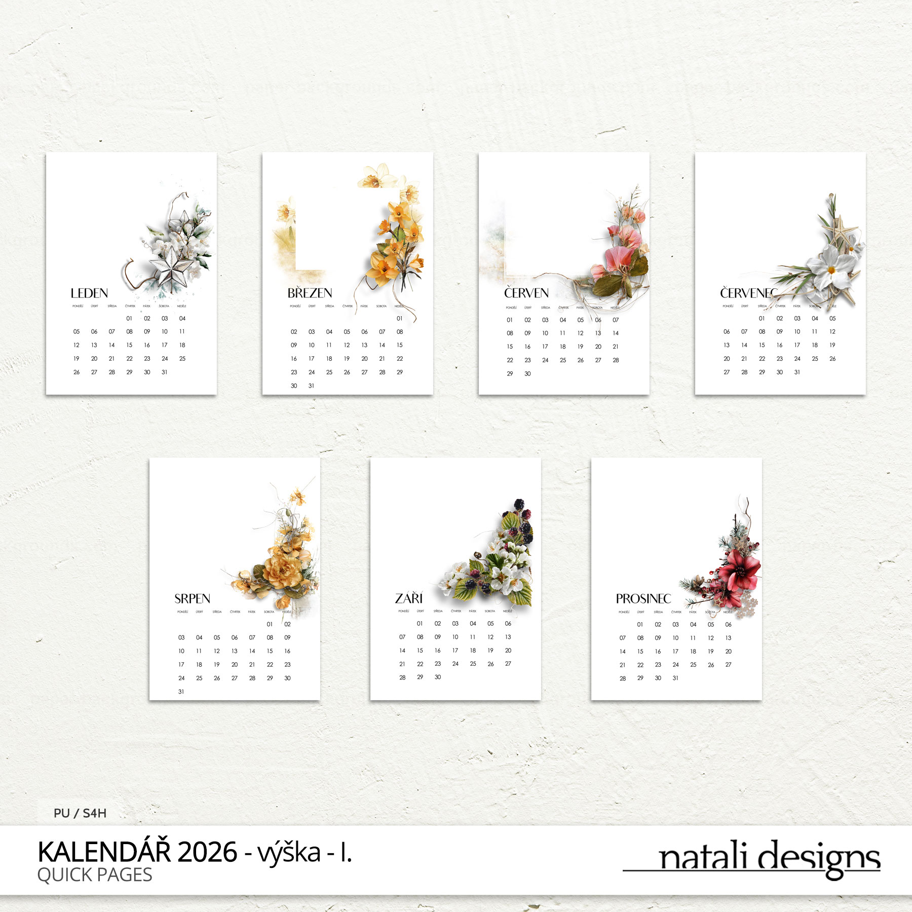 * NOVINKA * Kalendář nástěnný 26 - výška/bílý - maska - Obrázek 3