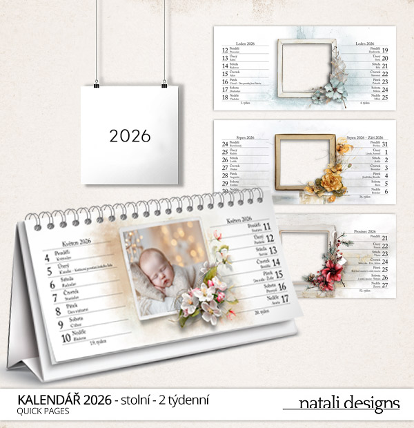 * NOVINKA * Kalendář stolní 2týdenní 26 – barevný