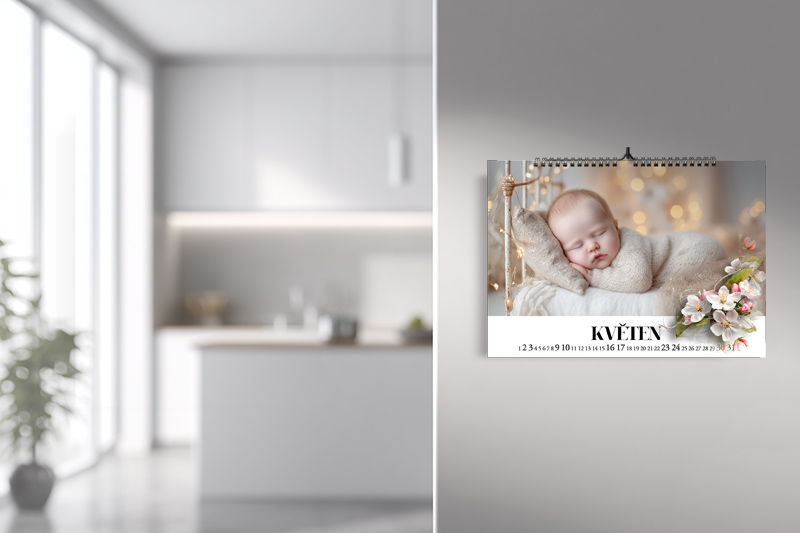 Natali design - rodinný nástěnný kalendář z fotografií v interiéru