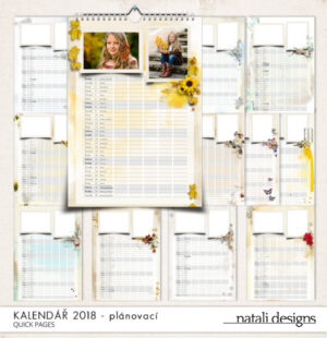 plánovací rodinný kalendář na výšku z fotografií v nadčasovém designu Natali design