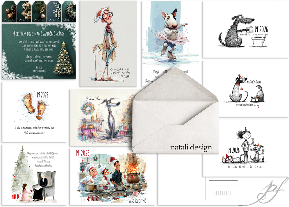 vánoční, PF pohlednice – autorský návrh