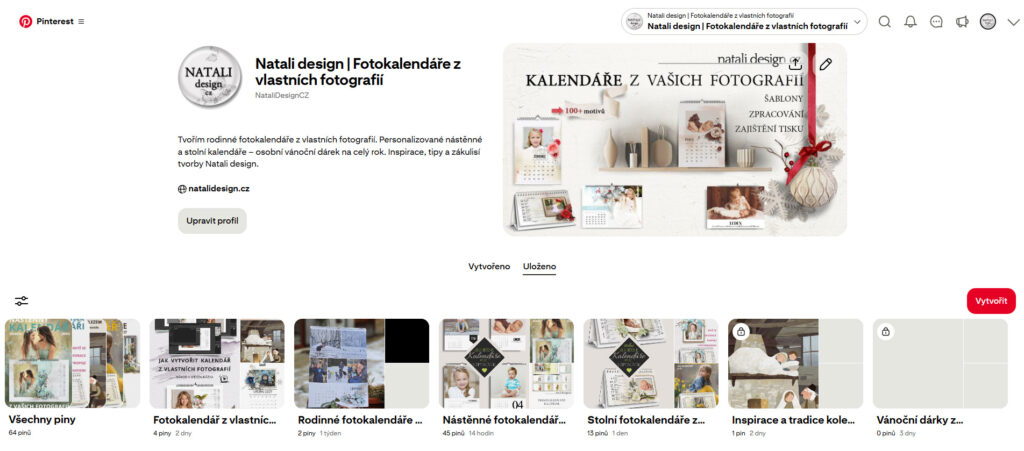 Natali design má profil na Pinterestu