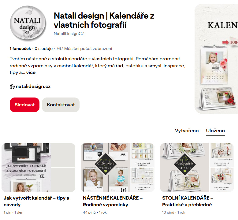 Nástěnka na Pinterestu, tematická složka do které se přidávají Piny