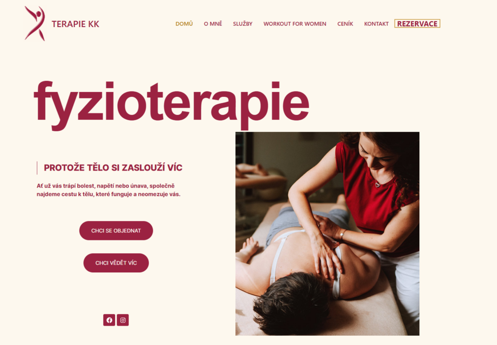 Ukázka použití loga, které jsem navrhovala (Lenka Pokorná) na webu Fyzioterapie KK