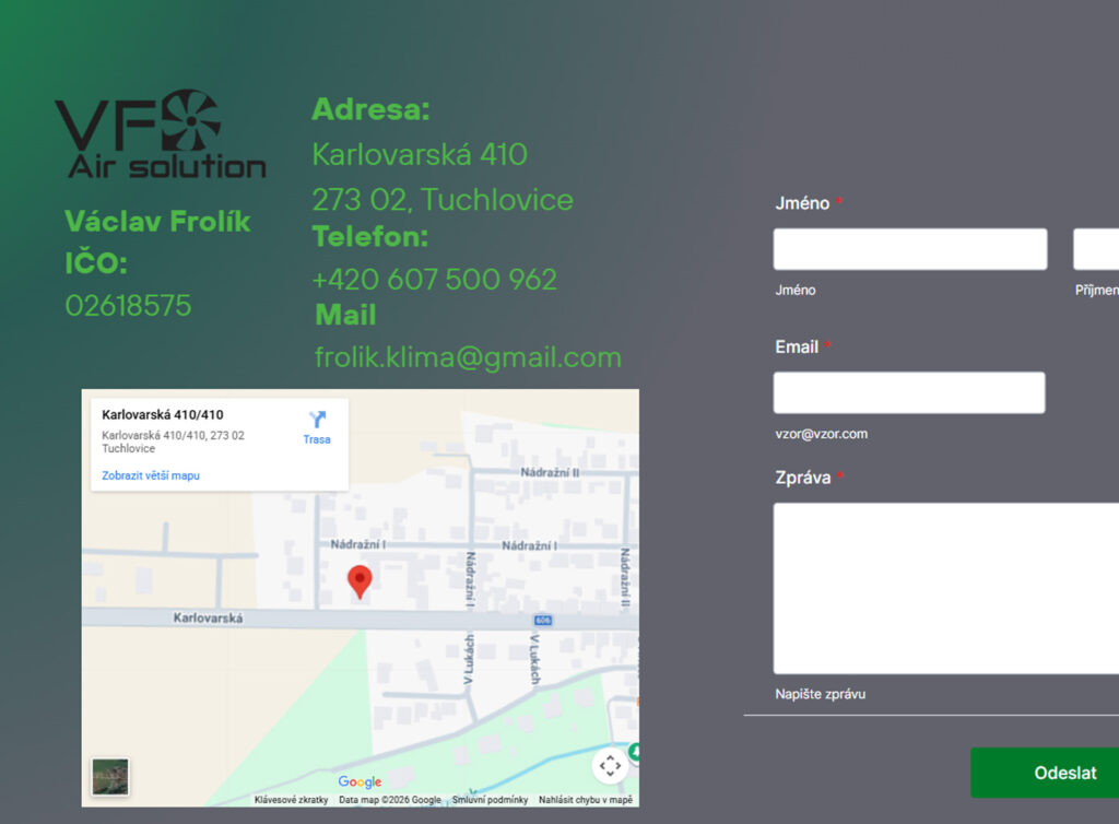Ukázka použití loga, které jsem navrhovala (Lenka Pokorná) na webu VF Air solution