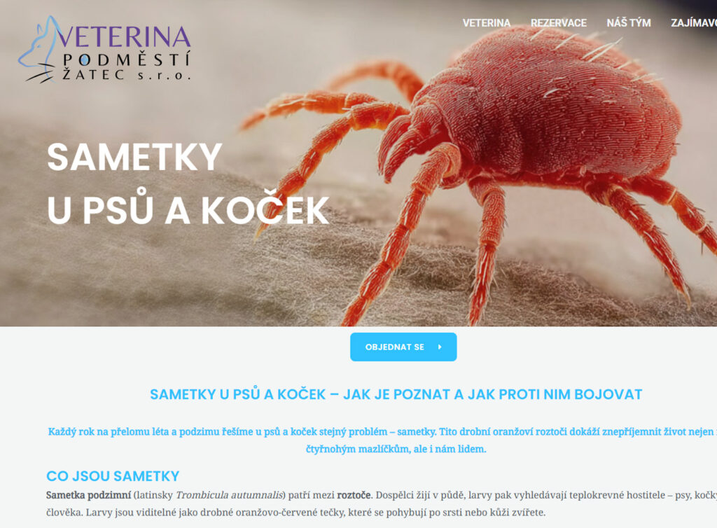 Ukázka použití loga, které jsem navrhovala (Lenka Pokorná) na webu Veterina Podměstí