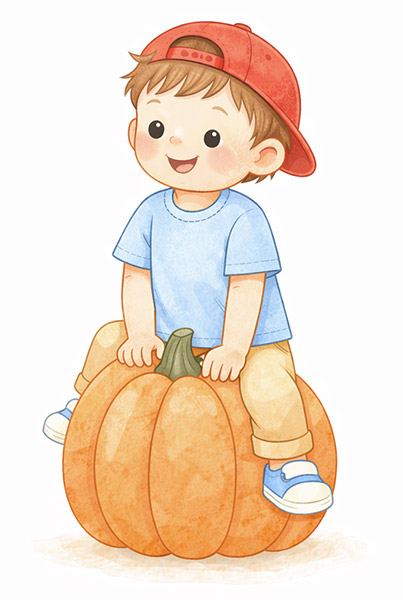 Kubík a oranžová dýně