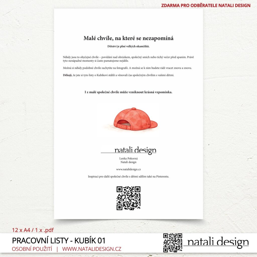 Závěrečná strana z Pracovních listů pro děti 3+, ke stažení zdarma