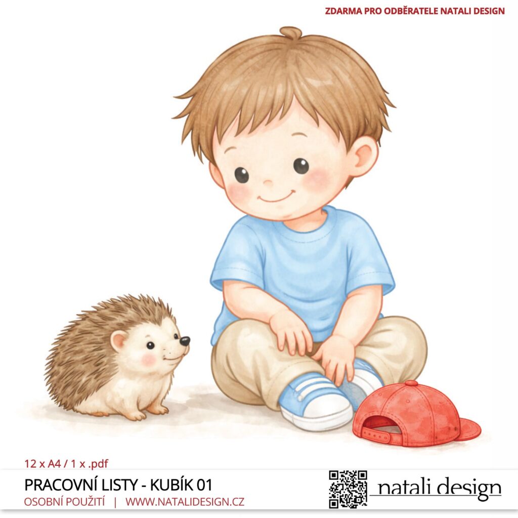 Detail Kubíka a ježka z Pracovních listů pro děti 3+, ke stažení zdarma
