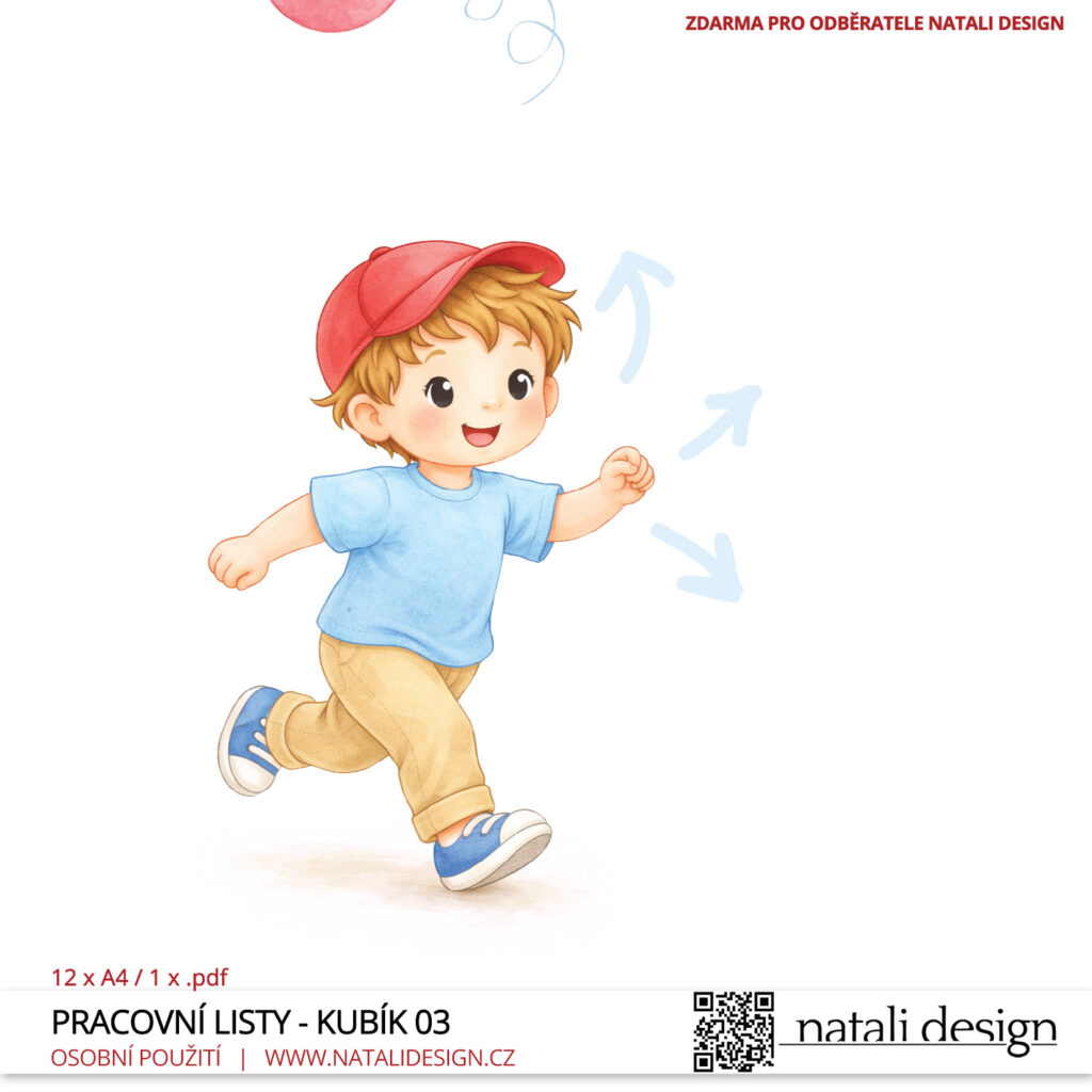 Kubík, detail Kubíka ze série pracovních listů pro děti 3+, ke stažení zdarma. Kubík a cesty