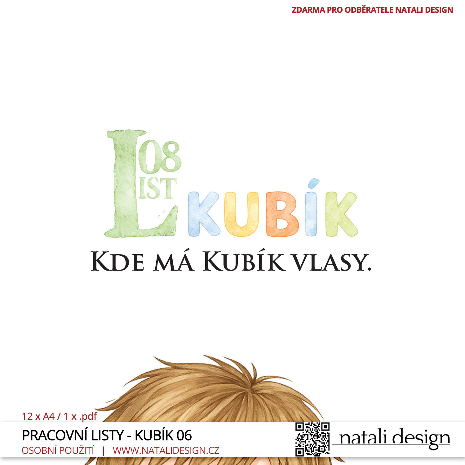 Kubík a tělo <br> Pracovní listy pro děti 3+ (12 listů) - Obrázek 6