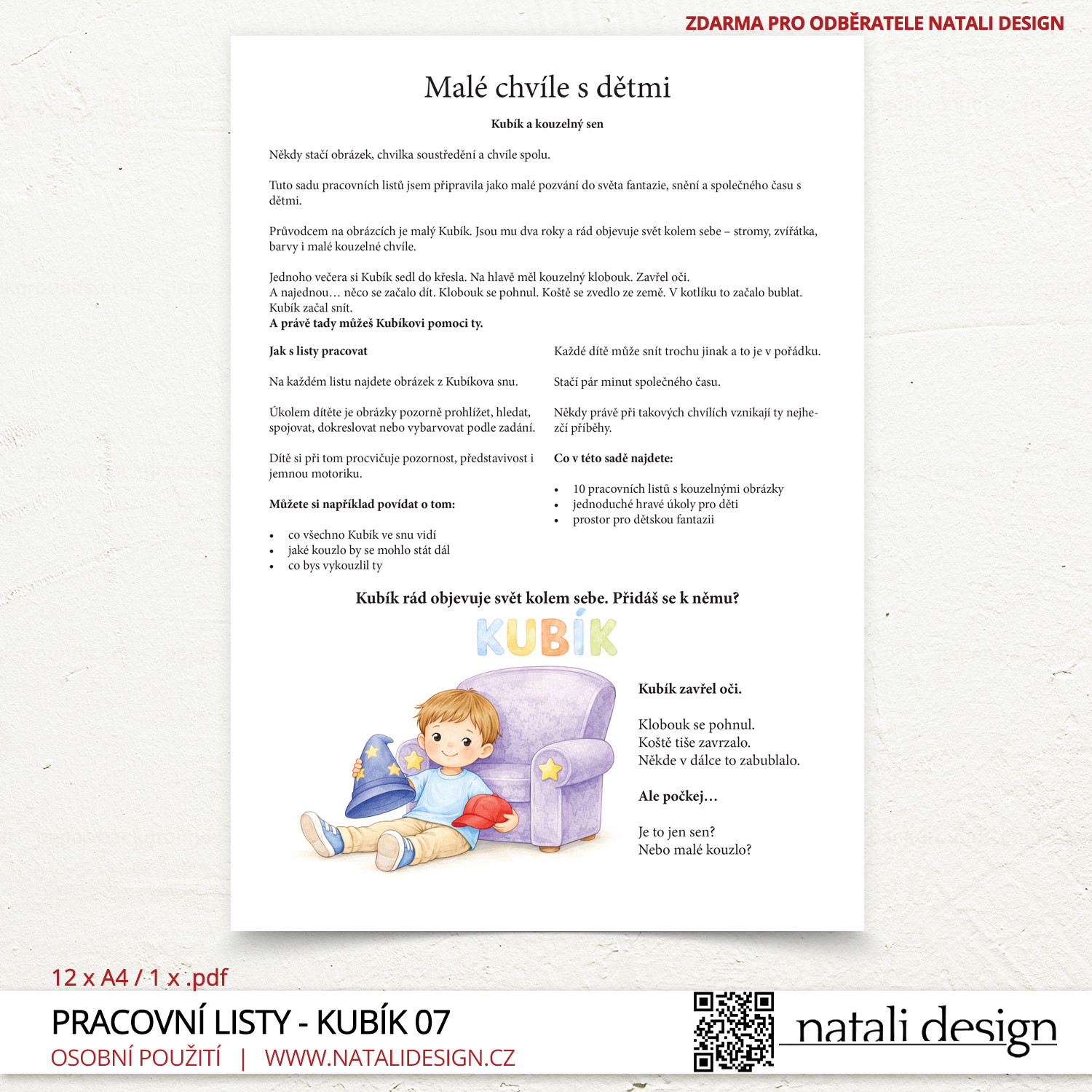 Kubík a kouzelný sen <br> Pracovní listy pro děti 3+ (12 listů) - Obrázek 2