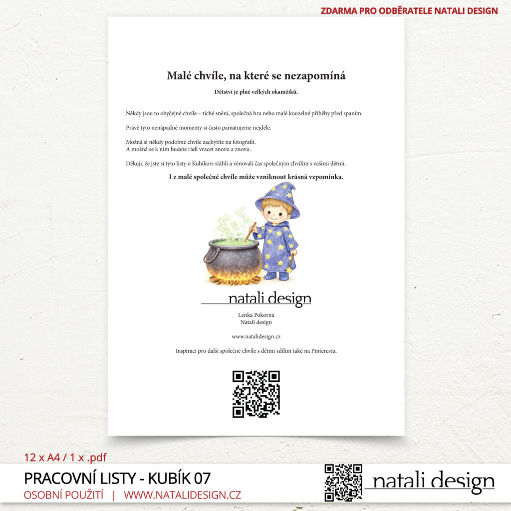 Náhled na jeden list ze série Kubík a kouzelný sen - závěr - aktivity pro děti