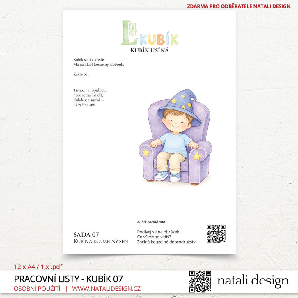 Náhled na jeden list ze série Kubík a kouzelný sen - aktivity pro děti